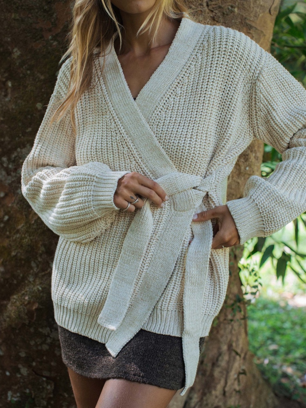 NWT Indigo Luna Paloma Wrap Knit Cardigan Vanilla